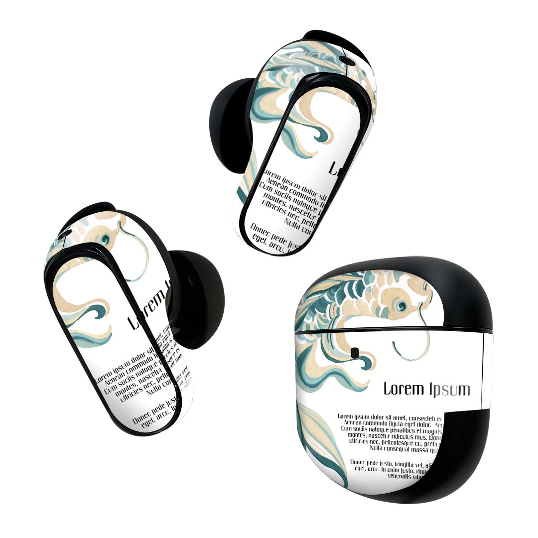 Bose QuietComfort Earbuds II 用 スキンシール ボーズ イヤバッズ2 用　ステッカー　本体3セット ケース1セット 保護 フィルム デコ 鯉　魚　こどもの日　英字 015257