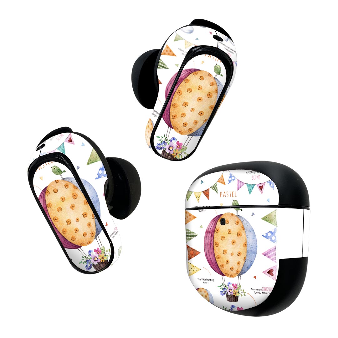 製品名 Bose QuietComfort Earbuds II 専用デザインスキンシール セット内容 Bose QuietComfort Earbuds II 専用シール　イヤホン（左右）3枚、充電ケース用シール 1枚AirPods第3世代専用です。第1?2世代、Proシリーズには対応していません。 商品特徴 再剥離性シートを素材に採用し、細かな位置調整がしやすく貼り直しが容易です。また、エアフリーでもありますので気泡が簡単に逃げるので、キレイに貼ることができます。専用の業務プリンターを使い、商品画像と遜色のない美しい印刷仕上がり。 注意事項 画像はサンプルですので、ご覧の環境によっては多少色味に違いを感じる場合がございます。 イメージと違った、モニターと色味が異なるという理由での交換や返金はご対応出来かねます。スキンシールのみの販売で、機器本体や充電ケース本体は付属しません。シワができた場合、ドライヤーなどで軽く温め、外側に向けてシワを伸ばすように貼ってください。初回貼付時の位置調整や貼り直しは可能ですが、しっかりと押し付けて接着させた後の再剥離、再利用は保証しておりません。また接着部に油分や汚れが付着しますと角の部分は剥がれやすくなりますので、貼付時はあまり触れないようにご注意ください。無地のセミグロスシートにデザインをプリントした商品で、デコなどの加工はございません。 凹凸や光沢があるように見えたり布地や金属を素材にしたように見える商品もありますが、デザインの図版によるものです。印刷時に微妙な画像のズレが生じる場合がございます。ご注文後に1点1点制作する受注生産品の為、不良品以外のご返品や交換は固くお断りします。 商品発送 完全受注生産のハンドメイド商品となりますので、既製品と比べて発送までお時間を頂いています。 基本的に決済確認後2~3営業日、最大で10営業日での発送となります。繁忙期や休業日明けの場合はさらに時間がかかる場合があります。 その際には別途メールにてご連絡致します。メール便の場合、発送日から到着までに2?4日ほどかかる場合が多く、紛失などの保障もご対応できかねます。あらかじめご了承下さい。