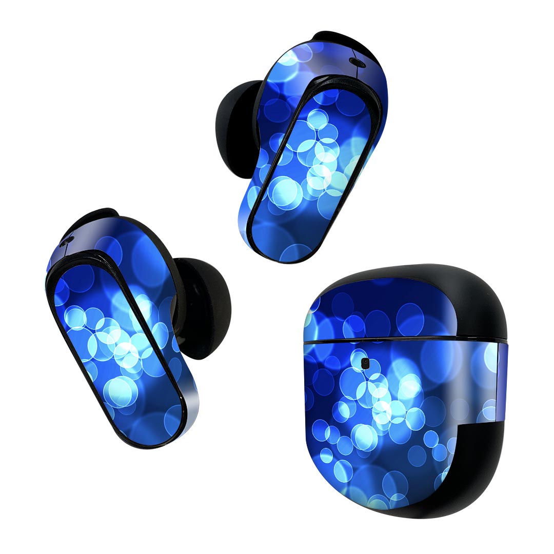 Bose QuietComfort Earbuds II 用 スキンシール ボーズ イヤバッズ2 用　ステッカー　本体3セット ケース1セット 保護 フィルム デコ アクア　青　 015540