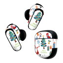 Bose QuietComfort Earbuds II 用 スキンシール ボーズ イヤバッズ2 用 ステッカー 本体3セット ケース1セット 保護 フィルム デコ クリスマス クリスマスツリー サンタ 015610