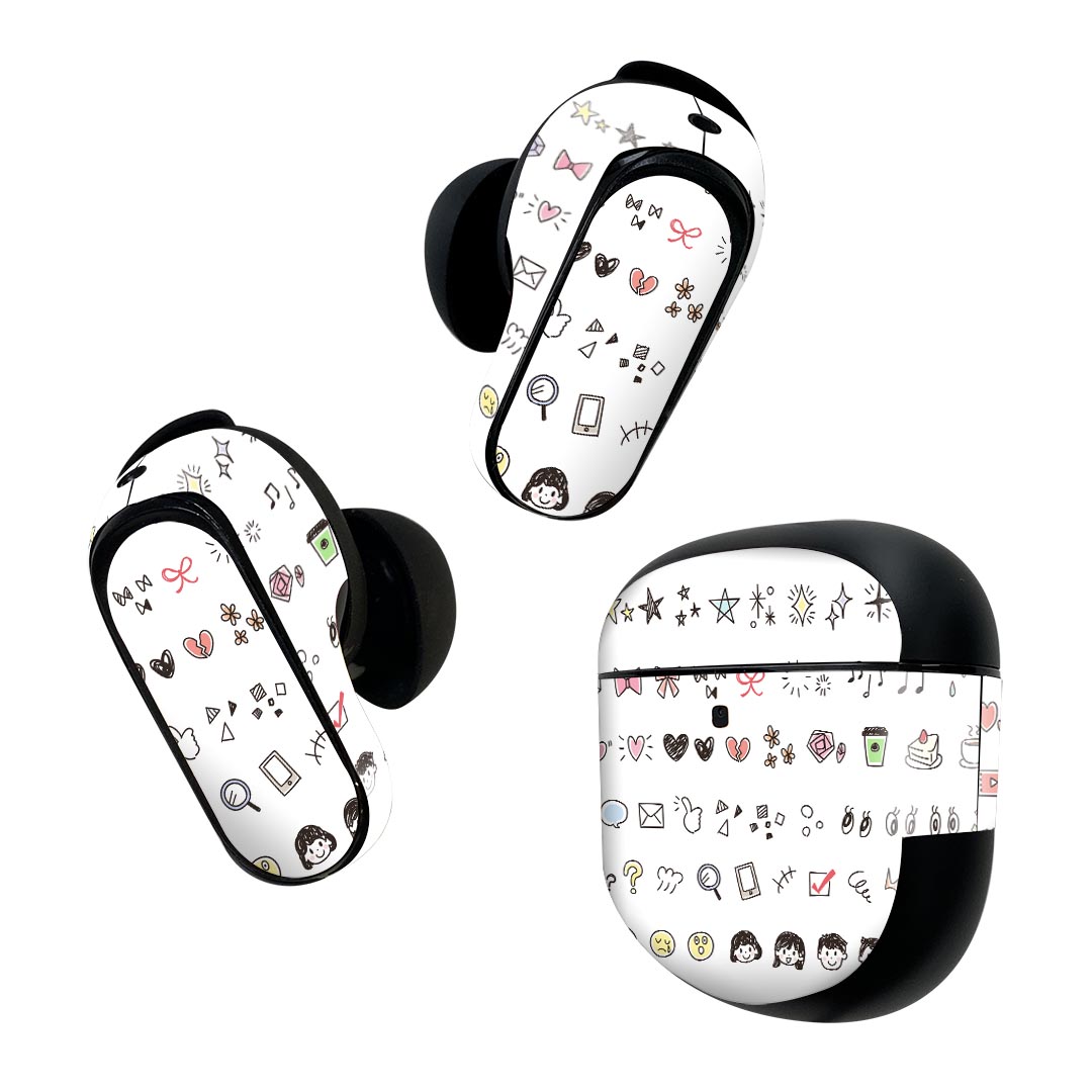 Bose QuietComfort Earbuds II 用 スキンシール ボーズ イヤバッズ2 用 ステッカー 本体3セット ケース1セット 保護 フィルム デコ アイコン かわいい 星 015624