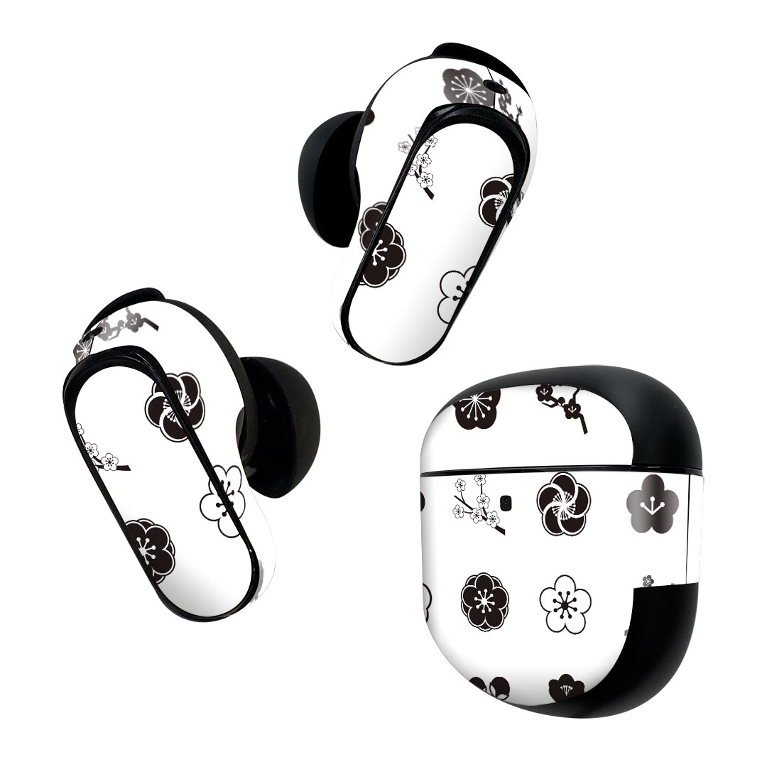 製品名 Bose QuietComfort Earbuds II 専用デザインスキンシール セット内容 Bose QuietComfort Earbuds II 専用シール　イヤホン（左右）3枚、充電ケース用シール 1枚AirPods第3世代専用です。第1?2世代、Proシリーズには対応していません。 商品特徴 再剥離性シートを素材に採用し、細かな位置調整がしやすく貼り直しが容易です。また、エアフリーでもありますので気泡が簡単に逃げるので、キレイに貼ることができます。専用の業務プリンターを使い、商品画像と遜色のない美しい印刷仕上がり。 注意事項 画像はサンプルですので、ご覧の環境によっては多少色味に違いを感じる場合がございます。 イメージと違った、モニターと色味が異なるという理由での交換や返金はご対応出来かねます。スキンシールのみの販売で、機器本体や充電ケース本体は付属しません。シワができた場合、ドライヤーなどで軽く温め、外側に向けてシワを伸ばすように貼ってください。初回貼付時の位置調整や貼り直しは可能ですが、しっかりと押し付けて接着させた後の再剥離、再利用は保証しておりません。また接着部に油分や汚れが付着しますと角の部分は剥がれやすくなりますので、貼付時はあまり触れないようにご注意ください。無地のセミグロスシートにデザインをプリントした商品で、デコなどの加工はございません。 凹凸や光沢があるように見えたり布地や金属を素材にしたように見える商品もありますが、デザインの図版によるものです。印刷時に微妙な画像のズレが生じる場合がございます。ご注文後に1点1点制作する受注生産品の為、不良品以外のご返品や交換は固くお断りします。 商品発送 完全受注生産のハンドメイド商品となりますので、既製品と比べて発送までお時間を頂いています。 基本的に決済確認後2~3営業日、最大で10営業日での発送となります。繁忙期や休業日明けの場合はさらに時間がかかる場合があります。 その際には別途メールにてご連絡致します。メール便の場合、発送日から到着までに2?4日ほどかかる場合が多く、紛失などの保障もご対応できかねます。あらかじめご了承下さい。