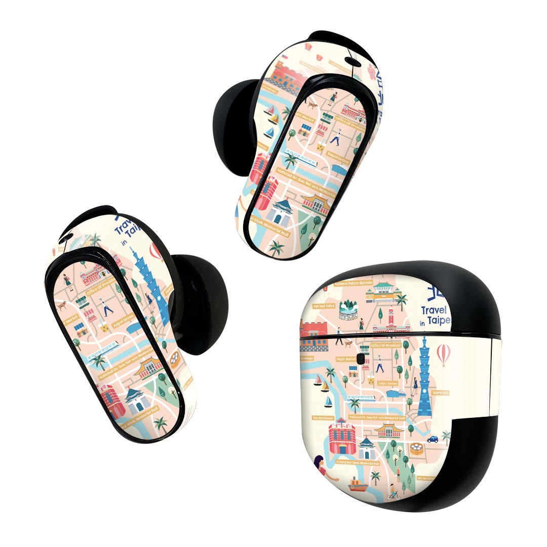 製品名 Bose QuietComfort Earbuds II 専用デザインスキンシール セット内容 Bose QuietComfort Earbuds II 専用シール　イヤホン（左右）3枚、充電ケース用シール 1枚AirPods第3世代専用です。第1?2世代、Proシリーズには対応していません。 商品特徴 再剥離性シートを素材に採用し、細かな位置調整がしやすく貼り直しが容易です。また、エアフリーでもありますので気泡が簡単に逃げるので、キレイに貼ることができます。専用の業務プリンターを使い、商品画像と遜色のない美しい印刷仕上がり。 注意事項 画像はサンプルですので、ご覧の環境によっては多少色味に違いを感じる場合がございます。 イメージと違った、モニターと色味が異なるという理由での交換や返金はご対応出来かねます。スキンシールのみの販売で、機器本体や充電ケース本体は付属しません。シワができた場合、ドライヤーなどで軽く温め、外側に向けてシワを伸ばすように貼ってください。初回貼付時の位置調整や貼り直しは可能ですが、しっかりと押し付けて接着させた後の再剥離、再利用は保証しておりません。また接着部に油分や汚れが付着しますと角の部分は剥がれやすくなりますので、貼付時はあまり触れないようにご注意ください。無地のセミグロスシートにデザインをプリントした商品で、デコなどの加工はございません。 凹凸や光沢があるように見えたり布地や金属を素材にしたように見える商品もありますが、デザインの図版によるものです。印刷時に微妙な画像のズレが生じる場合がございます。ご注文後に1点1点制作する受注生産品の為、不良品以外のご返品や交換は固くお断りします。 商品発送 完全受注生産のハンドメイド商品となりますので、既製品と比べて発送までお時間を頂いています。 基本的に決済確認後2~3営業日、最大で10営業日での発送となります。繁忙期や休業日明けの場合はさらに時間がかかる場合があります。 その際には別途メールにてご連絡致します。メール便の場合、発送日から到着までに2?4日ほどかかる場合が多く、紛失などの保障もご対応できかねます。あらかじめご了承下さい。