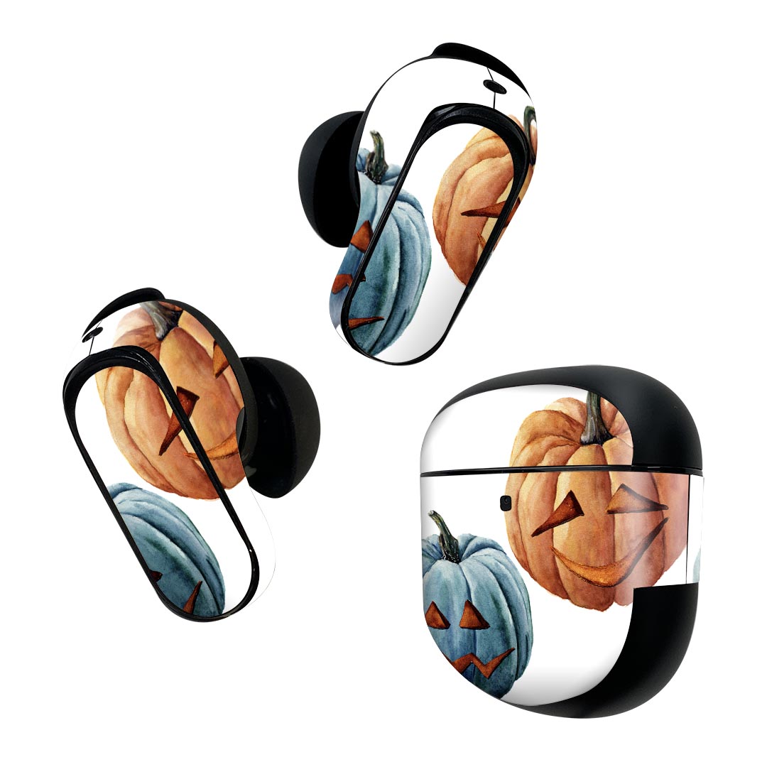 Bose QuietComfort Earbuds II 用 スキンシール ボーズ イヤバッズ2 用　ステッカー　本体3セット ケース1セット 保護 フィルム デコ ハロウィン　かぼちゃ　halloween 015839