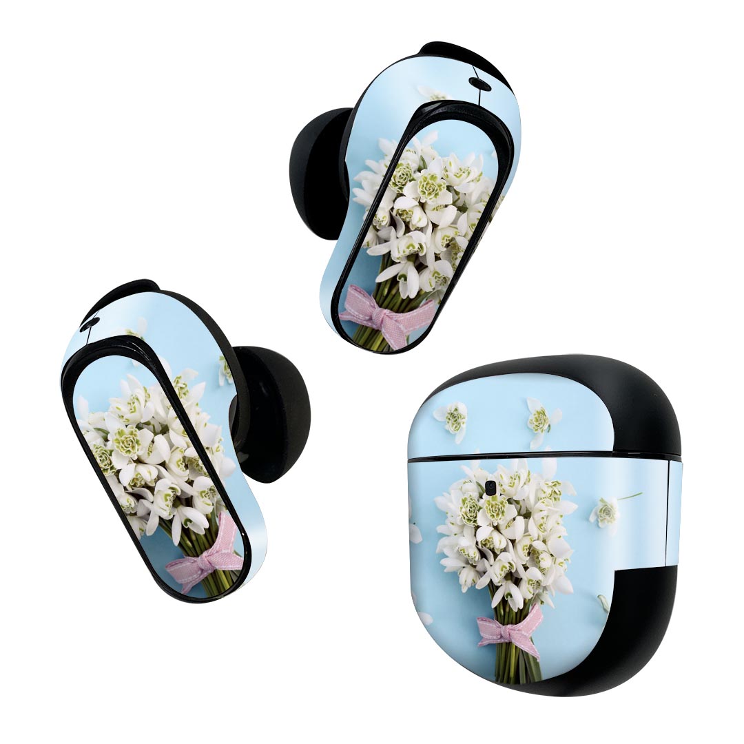 Bose QuietComfort Earbuds II 用 スキンシール ボーズ イヤバッズ2 用　ステッカー　本体3セット ケース1セット 保護 フィルム デコ 花　写真　自然　カラフル　 015878