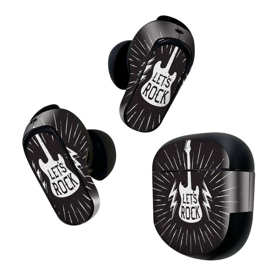 Bose QuietComfort Earbuds II 用 スキンシール ボーズ イヤバッズ2 用　ステッカー　本体3セット ケース1セット 保護 フィルム デコ ギター　音楽　ロック 016048