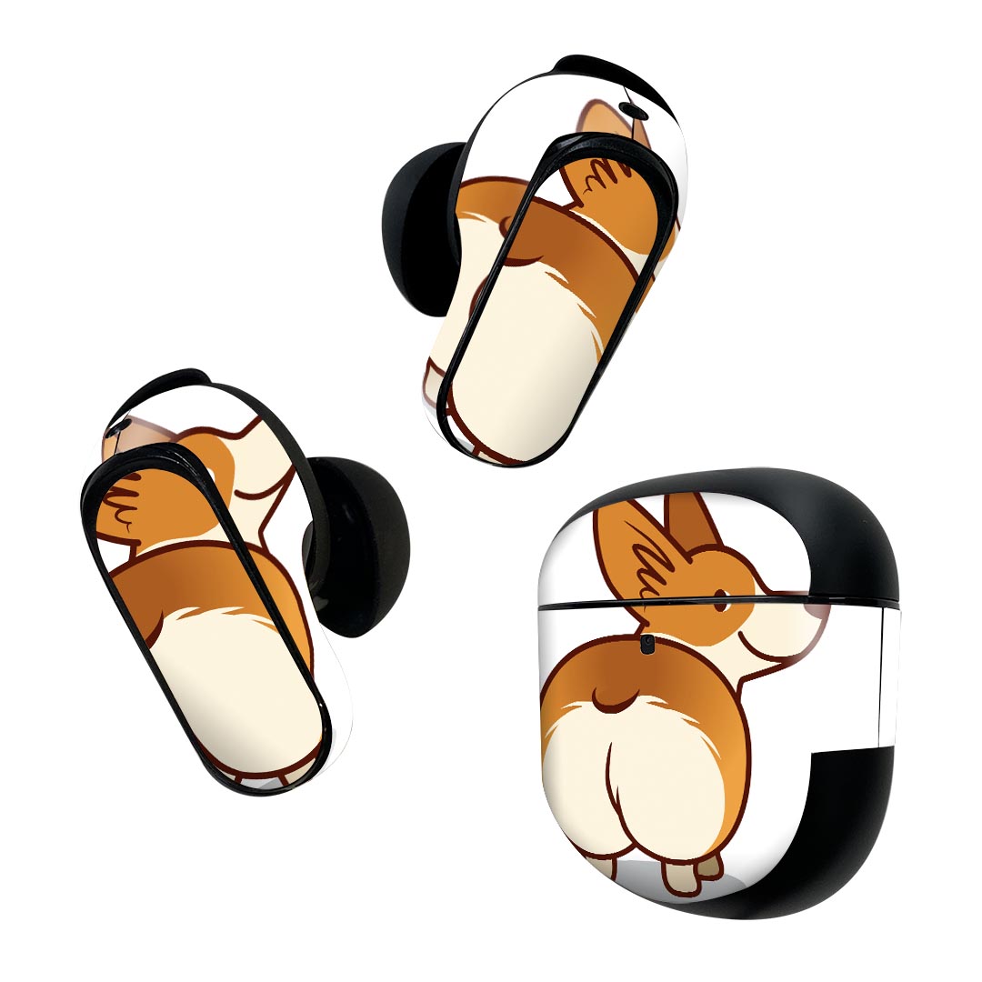 Bose QuietComfort Earbuds II 用 スキンシール ボーズ イヤバッズ2 用　ステッカー　本体3セット ケース1セット 保護 フィルム デコ 犬　コーギー 016242