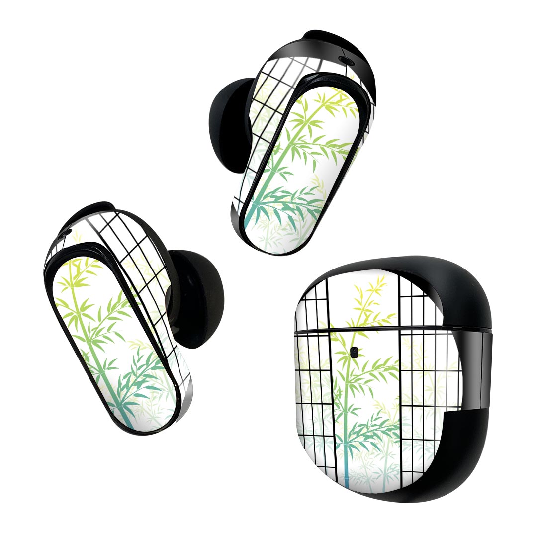 Consumable Goods, Various Parts - Bose QuietComfort Earbuds II 用 スキンシール ボーズ イヤバッズ2 用　ステッカー　本体3セット ケース1セット 保護 フィルム デコ 和風　竹 016407