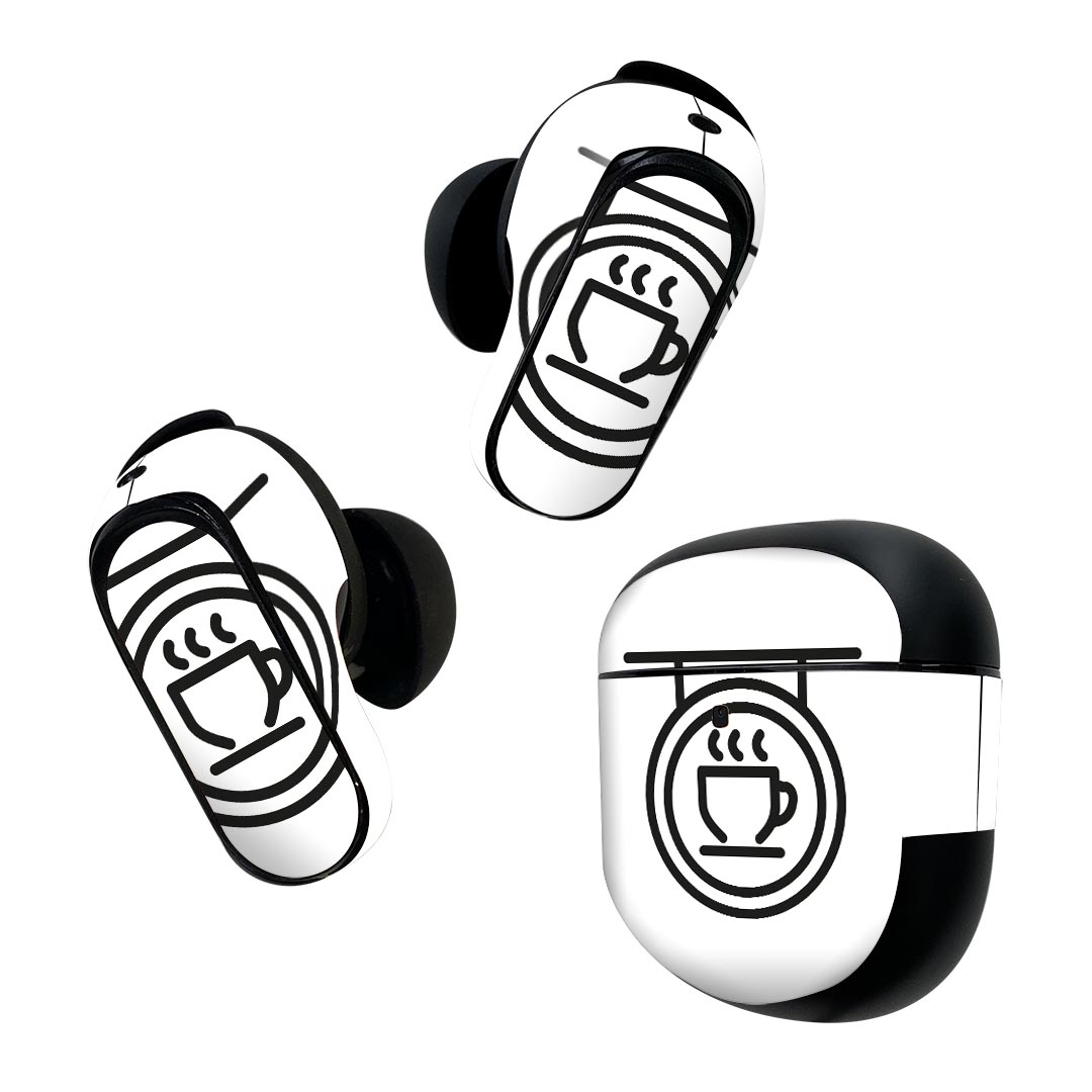 Bose QuietComfort Earbuds II 用 スキンシール ボーズ イヤバッズ2 用　ステッカー　本体3セット ケース1セット 保護 フィルム デコ コーヒー　看板　 016410