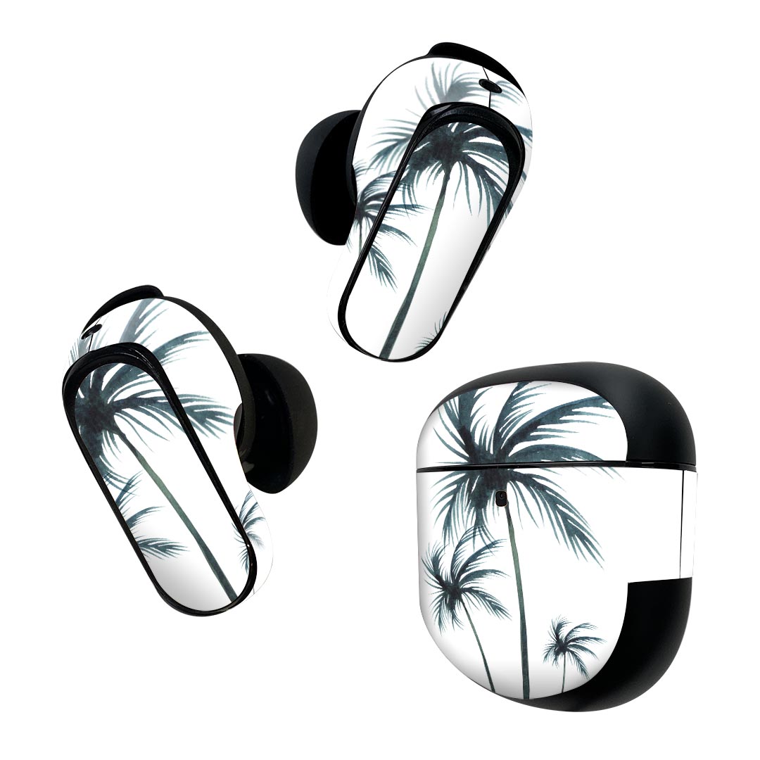 Bose QuietComfort Earbuds II 用 スキンシール ボーズ イヤバッズ2 用　ステッカー　本体3セット ケース1セット 保護 フィルム デコ ヤシの木　植物 016461