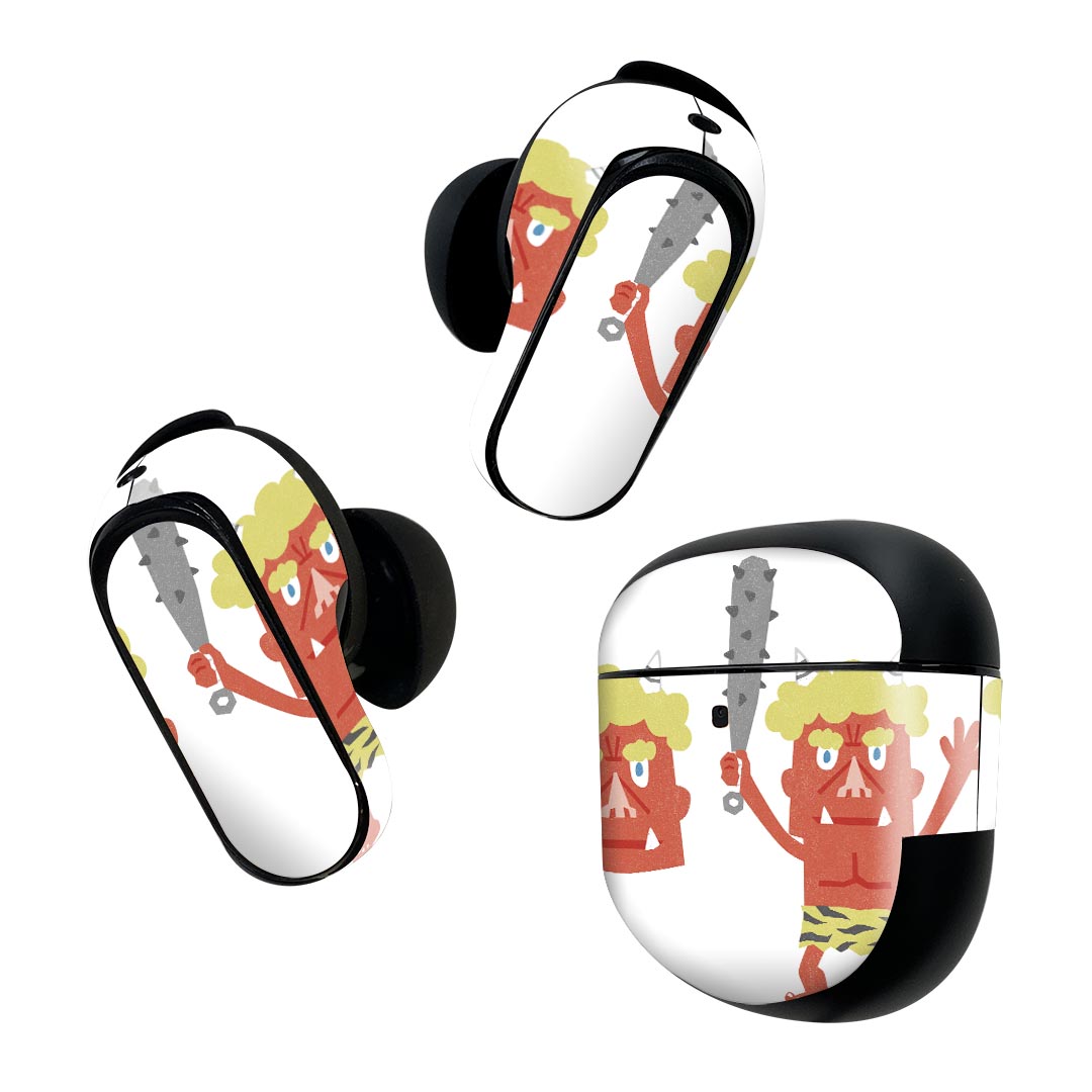 Bose QuietComfort Earbuds II 用 スキンシール ボーズ イヤバッズ2 用 ステッカー 本体3セット ケース1セット 保護 フィルム デコ 鬼 節分 節句 016483