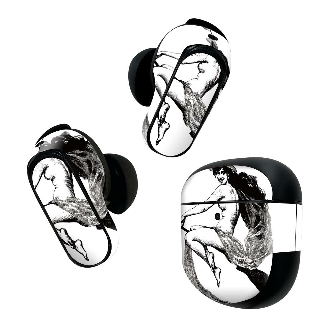 Bose QuietComfort Earbuds II 用 スキンシール ボーズ イヤバッズ2 用　ステッカー　本体3セット ケース1セット 保護 フィルム デコ ハロウィン　ホラー　 魔女　リアル　ホラー 017489