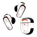 Bose QuietComfort Earbuds II 用 スキンシール ボーズ イヤバッズ2 用 ステッカー 本体3セット ケース1セット 保護 フィルム デコ クリスマス サンタ 英字 赤 017671