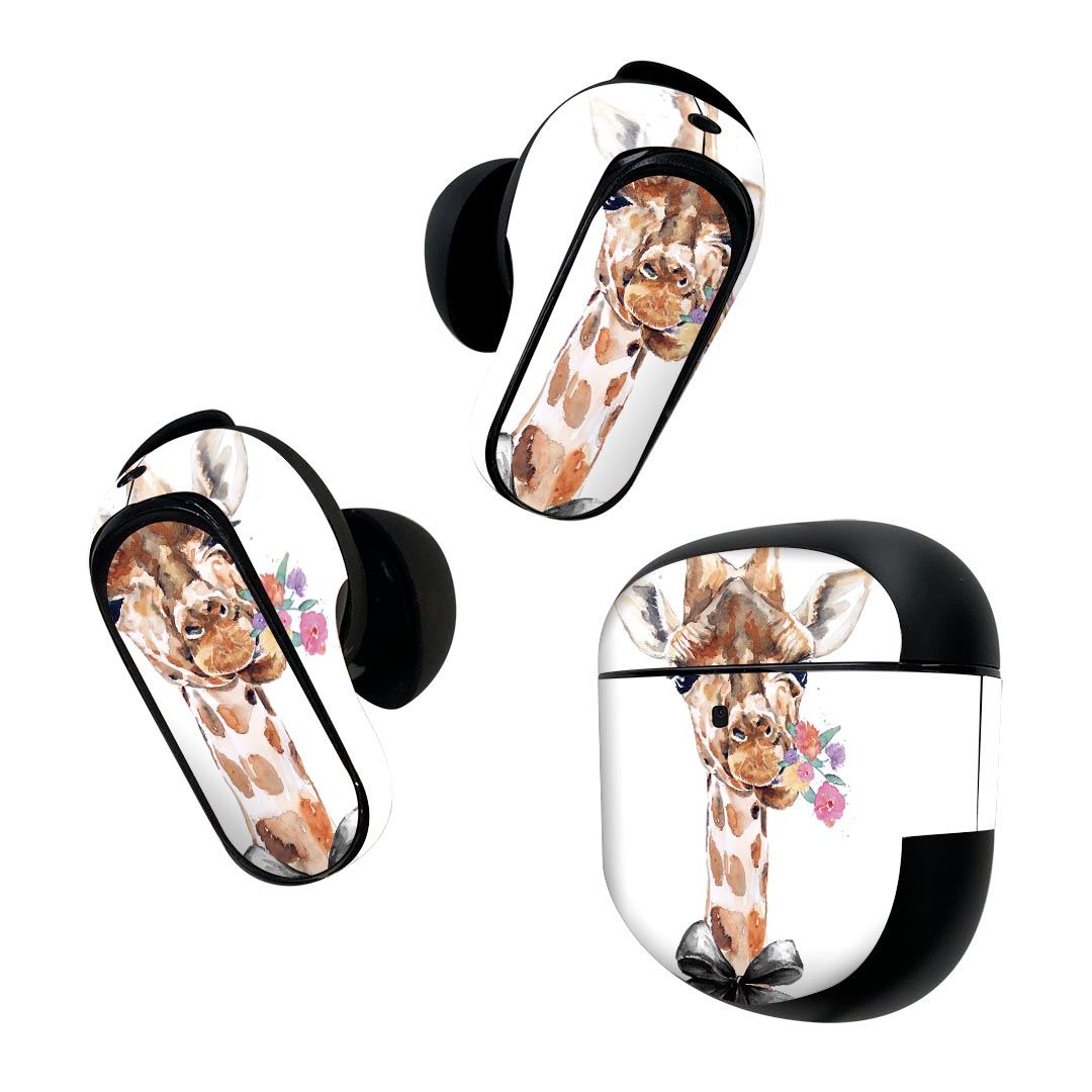 Consumable Goods, Various Parts - Bose QuietComfort Earbuds II 用 スキンシール ボーズ イヤバッズ2 用　ステッカー　本体3セット ケース1セット 保護 フィルム デコ 麒麟　きりん　Giraffe　動物 017753