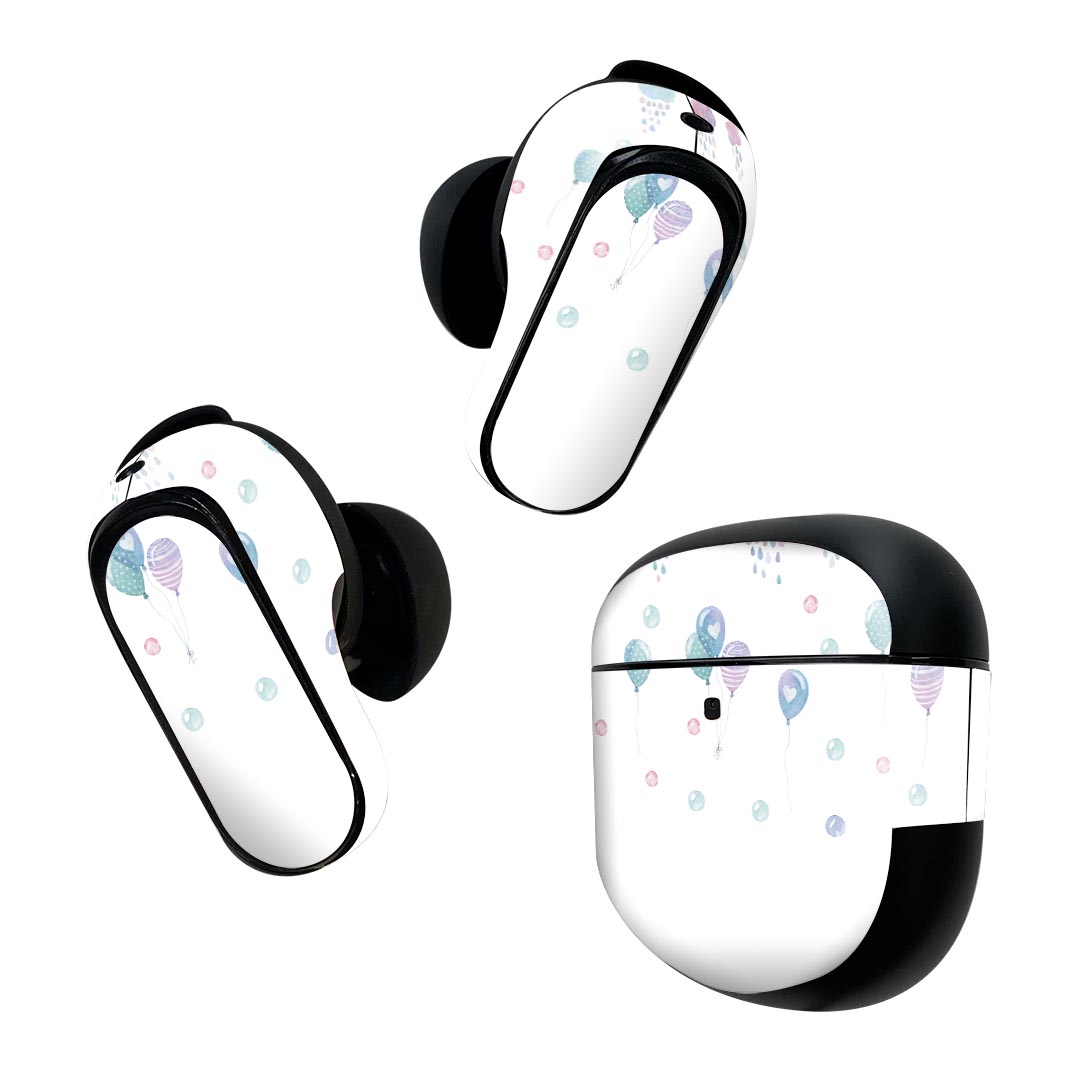 Bose QuietComfort Earbuds II 用 スキンシール ボーズ イヤバッズ2 用 ステッカー 本体3セット ケース1セット 保護 フィルム デコ 梅雨 傘 梅雨 雨 かわいい 017841