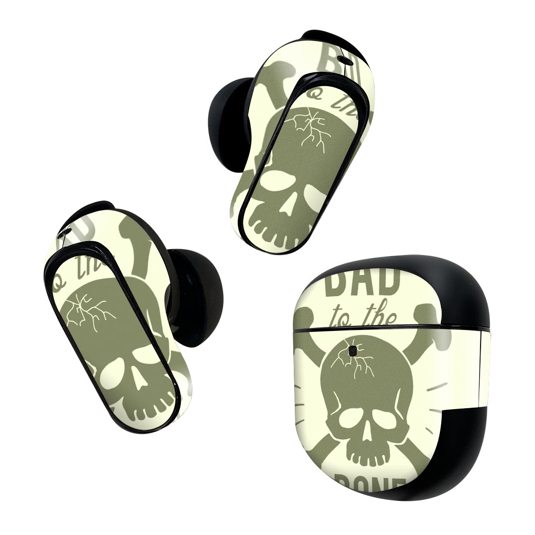 Bose QuietComfort Earbuds II 用 スキンシール ボーズ イヤバッズ2 用　ステッカー　本体3セット ケース1セット 保護 フィルム デコ ドクロ 018306