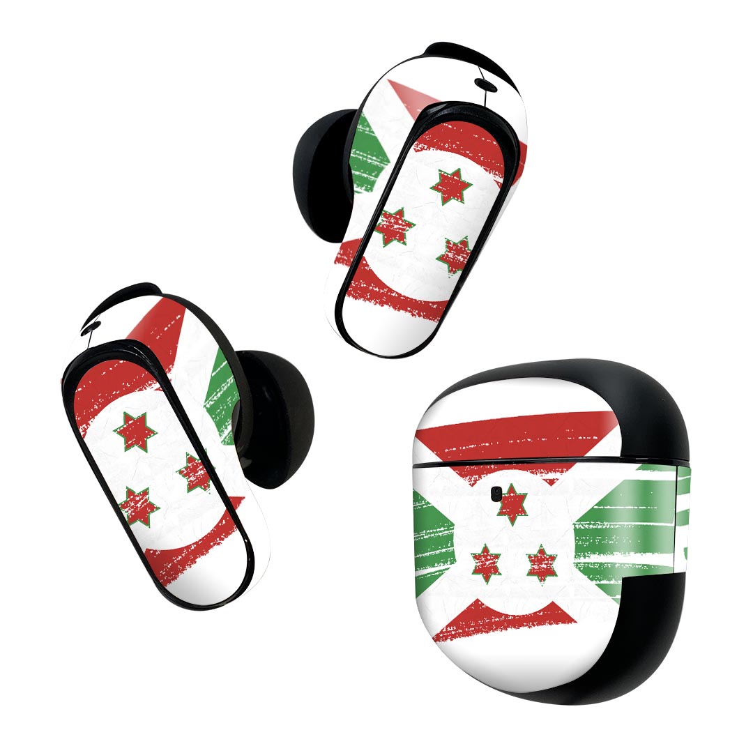 製品名 Bose QuietComfort Earbuds II 専用デザインスキンシール セット内容 Bose QuietComfort Earbuds II 専用シール　イヤホン（左右）3枚、充電ケース用シール 1枚AirPods第3世代専用です。第1?2世代、Proシリーズには対応していません。 商品特徴 再剥離性シートを素材に採用し、細かな位置調整がしやすく貼り直しが容易です。また、エアフリーでもありますので気泡が簡単に逃げるので、キレイに貼ることができます。専用の業務プリンターを使い、商品画像と遜色のない美しい印刷仕上がり。 注意事項 画像はサンプルですので、ご覧の環境によっては多少色味に違いを感じる場合がございます。 イメージと違った、モニターと色味が異なるという理由での交換や返金はご対応出来かねます。スキンシールのみの販売で、機器本体や充電ケース本体は付属しません。シワができた場合、ドライヤーなどで軽く温め、外側に向けてシワを伸ばすように貼ってください。初回貼付時の位置調整や貼り直しは可能ですが、しっかりと押し付けて接着させた後の再剥離、再利用は保証しておりません。また接着部に油分や汚れが付着しますと角の部分は剥がれやすくなりますので、貼付時はあまり触れないようにご注意ください。無地のセミグロスシートにデザインをプリントした商品で、デコなどの加工はございません。 凹凸や光沢があるように見えたり布地や金属を素材にしたように見える商品もありますが、デザインの図版によるものです。印刷時に微妙な画像のズレが生じる場合がございます。ご注文後に1点1点制作する受注生産品の為、不良品以外のご返品や交換は固くお断りします。 商品発送 完全受注生産のハンドメイド商品となりますので、既製品と比べて発送までお時間を頂いています。 基本的に決済確認後2~3営業日、最大で10営業日での発送となります。繁忙期や休業日明けの場合はさらに時間がかかる場合があります。 その際には別途メールにてご連絡致します。メール便の場合、発送日から到着までに2?4日ほどかかる場合が多く、紛失などの保障もご対応できかねます。あらかじめご了承下さい。