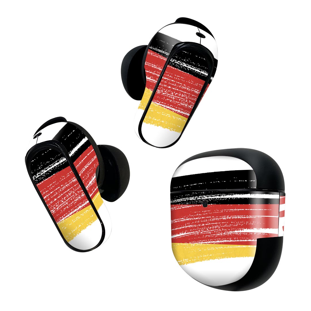 Bose QuietComfort Earbuds II 用 スキンシール ボーズ イヤバッズ2 用　ステッカー　本体3セット ケース1セット 保護 フィルム デコ 国旗 germany ドイツ 018454