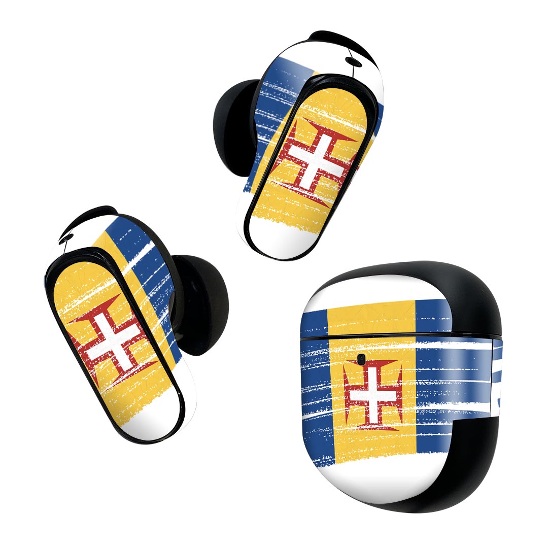 Bose QuietComfort Earbuds II 用 スキンシール ボーズ イヤバッズ2 用　ステッカー　本体3セット ケース1セット 保護 フィルム デコ 国旗 madeira マデイラ 018498