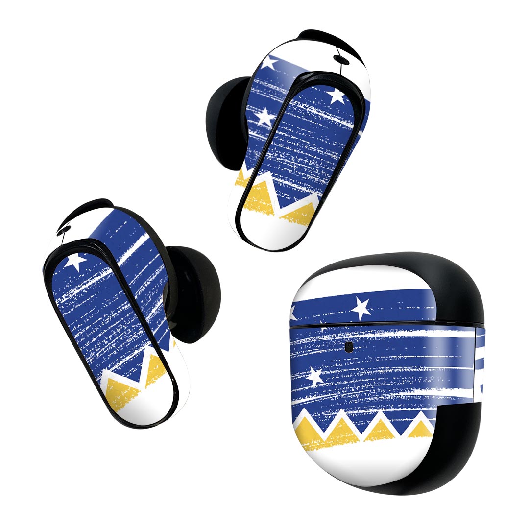 Bose QuietComfort Earbuds II 用 スキンシール ボーズ イヤバッズ2 用　ステッカー　本体3セット ケース1セット 保護 フィルム デコ 国旗 magallanes マガラネス 018499
