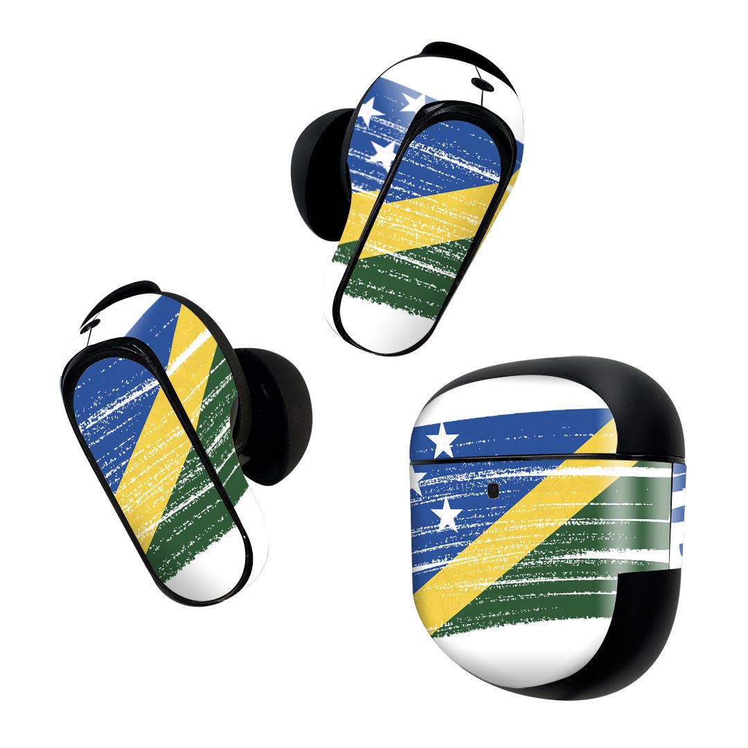 Bose QuietComfort Earbuds II 用 スキンシール ボーズ イヤバッズ2 用　ステッカー　本体3セット ケース1セット 保護 フィルム デコ 国旗 solomon-islands ソロモン諸島 018561