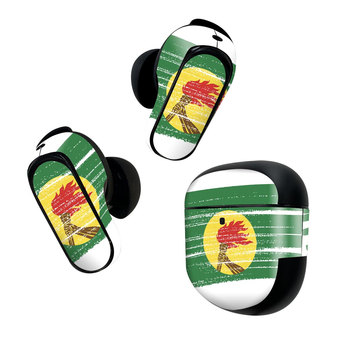 Bose QuietComfort Earbuds II 用 スキンシール ボーズ イヤバッズ2 用　ステッカー　本体3セット ケース1セット 保護 フィルム デコ 国旗 zaire ザイール 018603