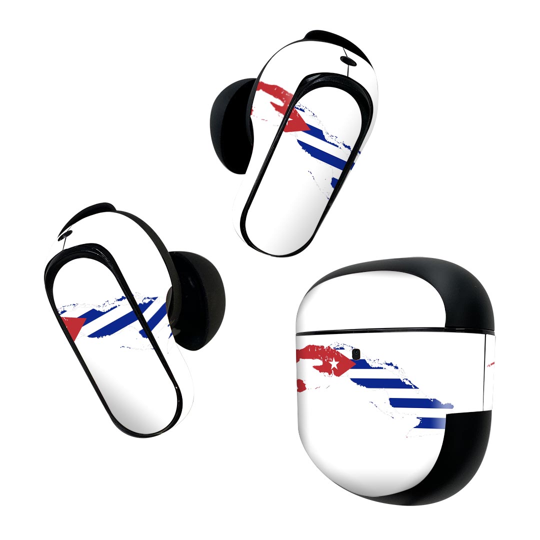 Bose QuietComfort Earbuds II 用 スキンシール ボーズ イヤバッズ2 用　ステッカー　本体3セット ケース1セット 保護 フィルム デコ 国旗 cuba キューバ 018805