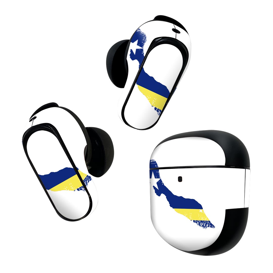 Bose QuietComfort Earbuds II 用 スキンシール ボーズ イヤバッズ2 用 ステッカー 本体3セット ケース1セット 保護 フィルム デコ 国旗 curacao_1 キュラソー1 018807