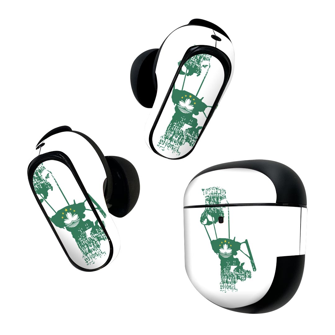 Bose QuietComfort Earbuds II 用 スキンシール ボーズ イヤバッズ2 用　ステッカー　本体3セット ケース1セット 保護 フィルム デコ 国旗 macau マカオ 018876