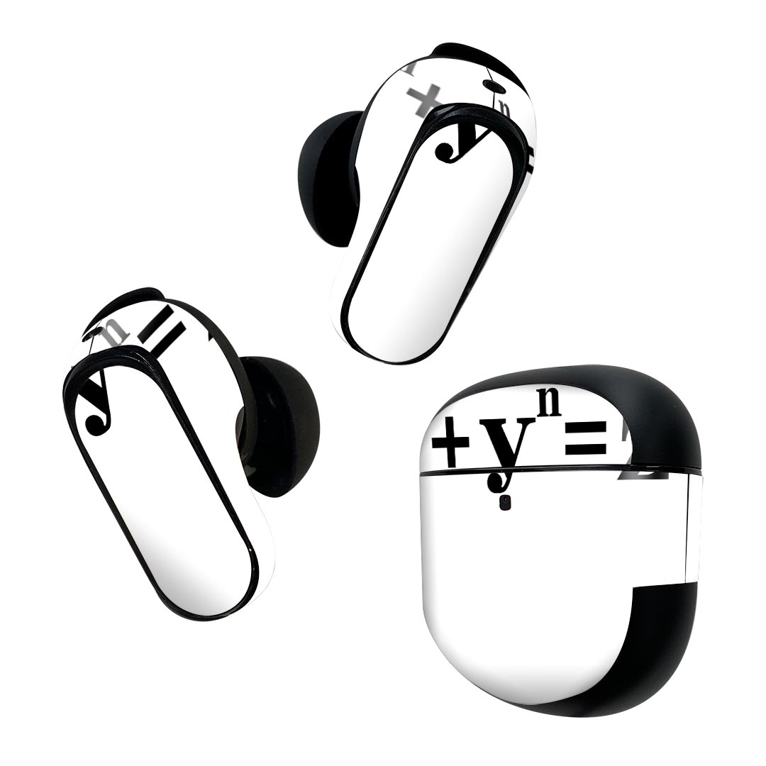 Bose QuietComfort Earbuds II 用 スキンシール ボーズ イヤバッズ2 用　ステッカー　本体3セット ケース1セット 保護 フィルム デコ イラスト フェルマー 定理 数式 019000