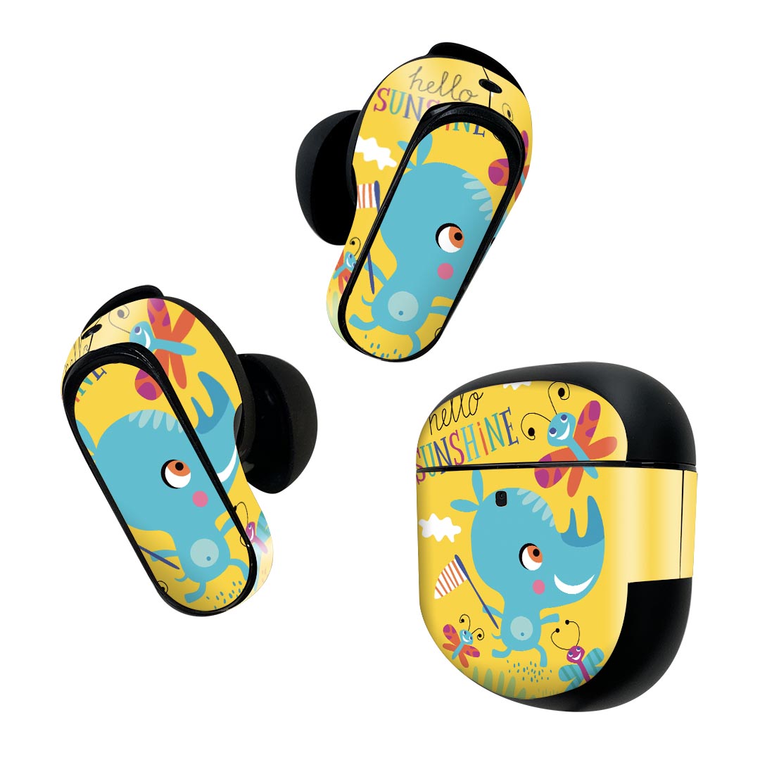 Bose QuietComfort Earbuds II 用 スキンシール ボーズ イヤバッズ2 用　ステッカー　本体3セット ケース1セット 保護 フィルム デコ イラスト アニマル キッズ 019014