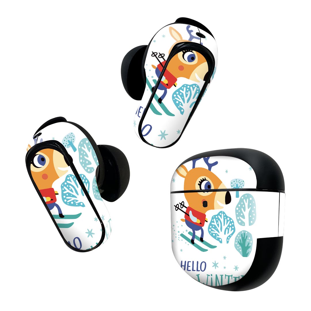 Bose QuietComfort Earbuds II 用 スキンシール ボーズ イヤバッズ2 用　ステッカー　本体3セット ケース1セット 保護 フィルム デコ イラスト アニマル キッズ 019042