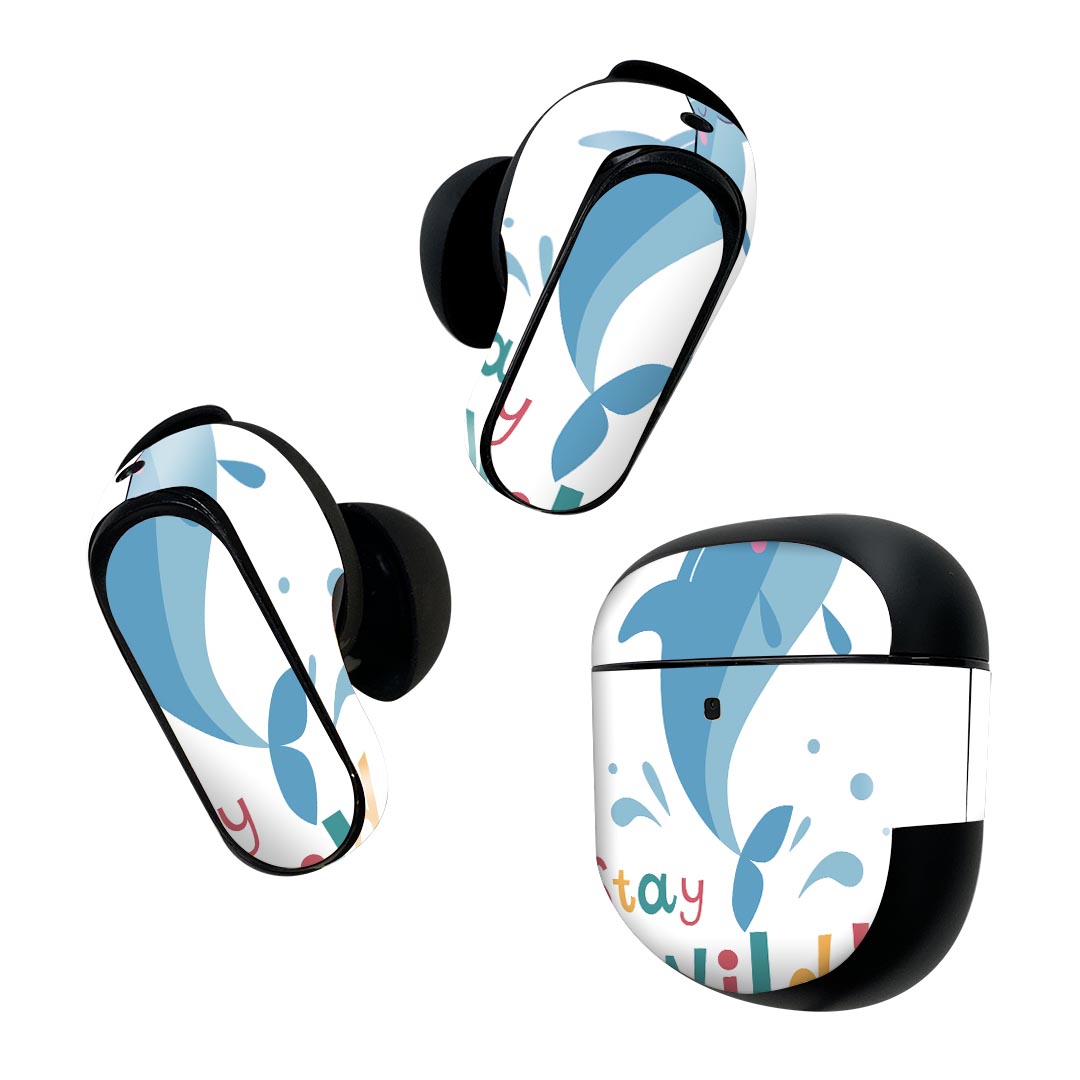 Bose QuietComfort Earbuds II 用 スキンシール ボーズ イヤバッズ2 用 ステッカー 本体3セット ケース1セット 保護 フィルム デコ イラスト アニマル キッズ 019073