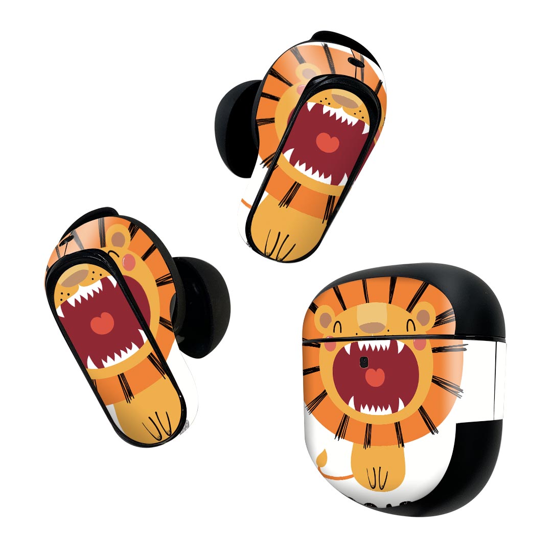 Bose QuietComfort Earbuds II 用 スキンシール ボーズ イヤバッズ2 用　ステッカー　本体3セット ケース1セット 保護 フィルム デコ イラスト アニマル キッズ 019105