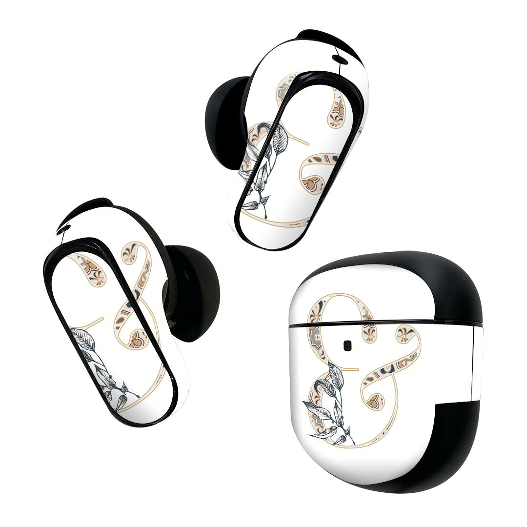 Bose QuietComfort Earbuds II 用 スキンシール ボーズ イヤバッズ2 用　ステッカー　本体3セット ケース1セット 保護 フィルム デコ フォント 文字 & アルファベット 019144