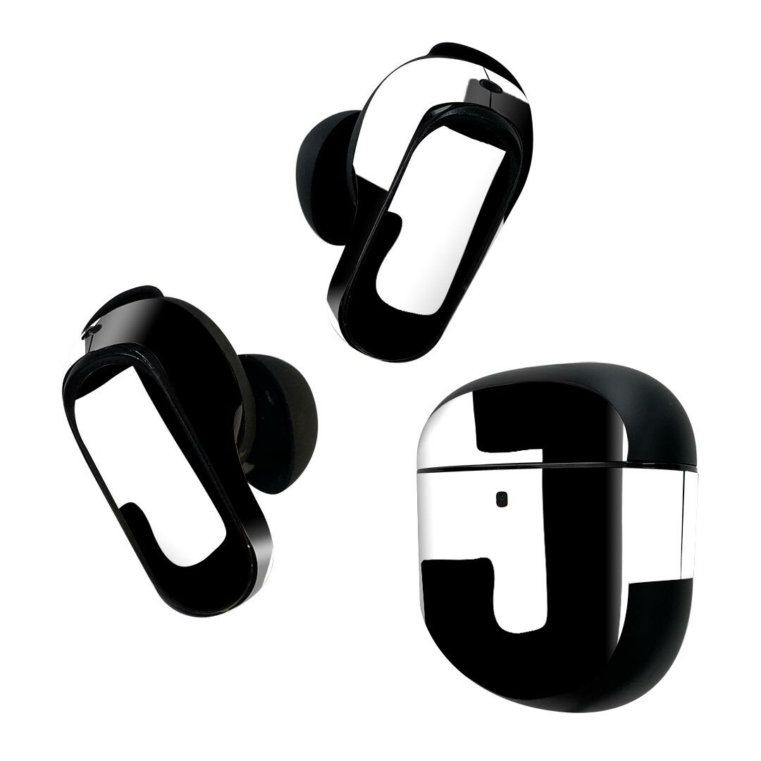 Bose QuietComfort Earbuds II 用 スキンシール ボーズ イヤバッズ2 用　ステッカー　本体3セット ケース1セット 保護 フィルム デコ フォント 文字 j アルファベット 019190