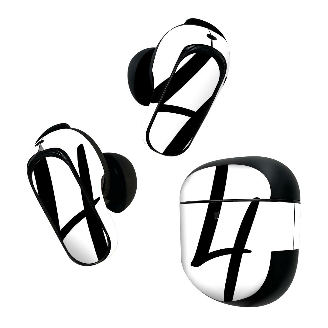 Bose QuietComfort Earbuds II 用 スキンシール ボーズ イヤバッズ2 用 ステッカー 本体3セット ケース1セット 保護 フィルム デコ フォント 文字 4 019211