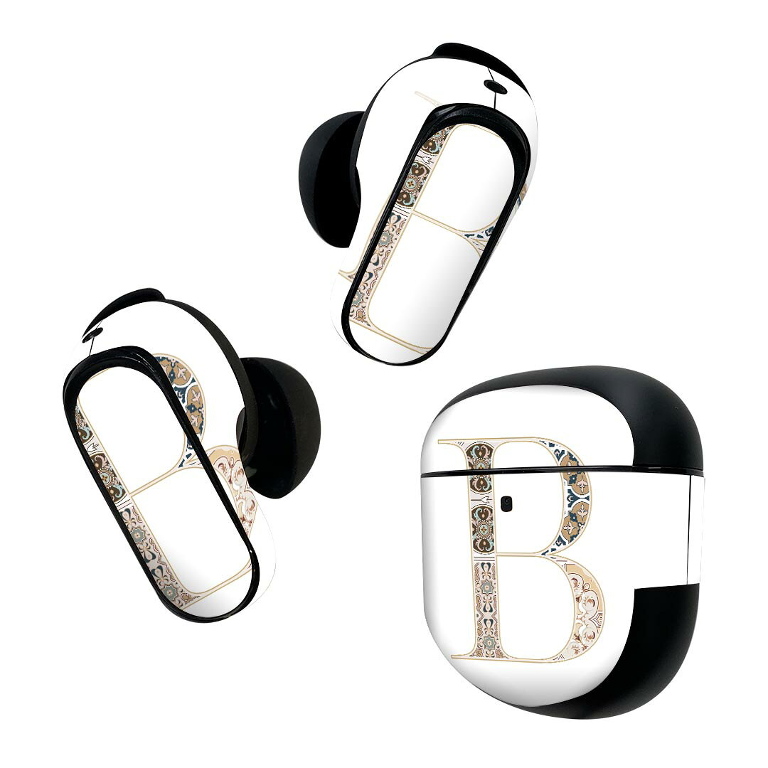 Bose QuietComfort Earbuds II 用 スキンシール ボーズ イヤバッズ2 用　ステッカー　本体3セット ケース1セット 保護 フィルム デコ フォント 文字 b アルファベット 019245