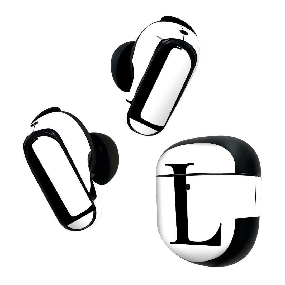 Bose QuietComfort Earbuds II 用 スキンシール ボーズ イヤバッズ2 用　ステッカー　本体3セット ケース1セット 保護 フィルム デコ フォント 文字 l アルファベット 019545