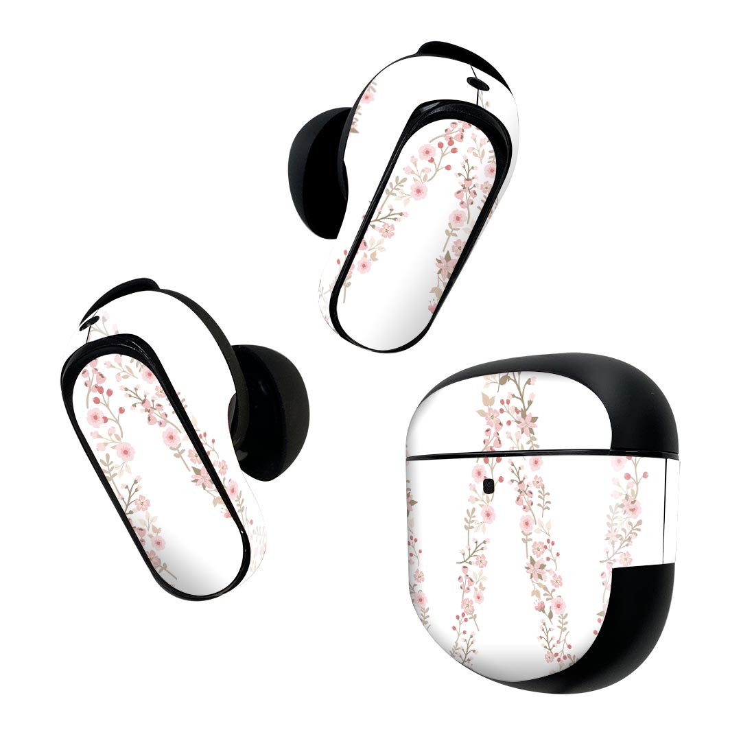 Bose QuietComfort Earbuds II 用 スキンシール ボーズ イヤバッズ2 用　ステッカー　本体3セット ケース1セット 保護 フィルム デコ フォント 文字 w アルファベット 019584