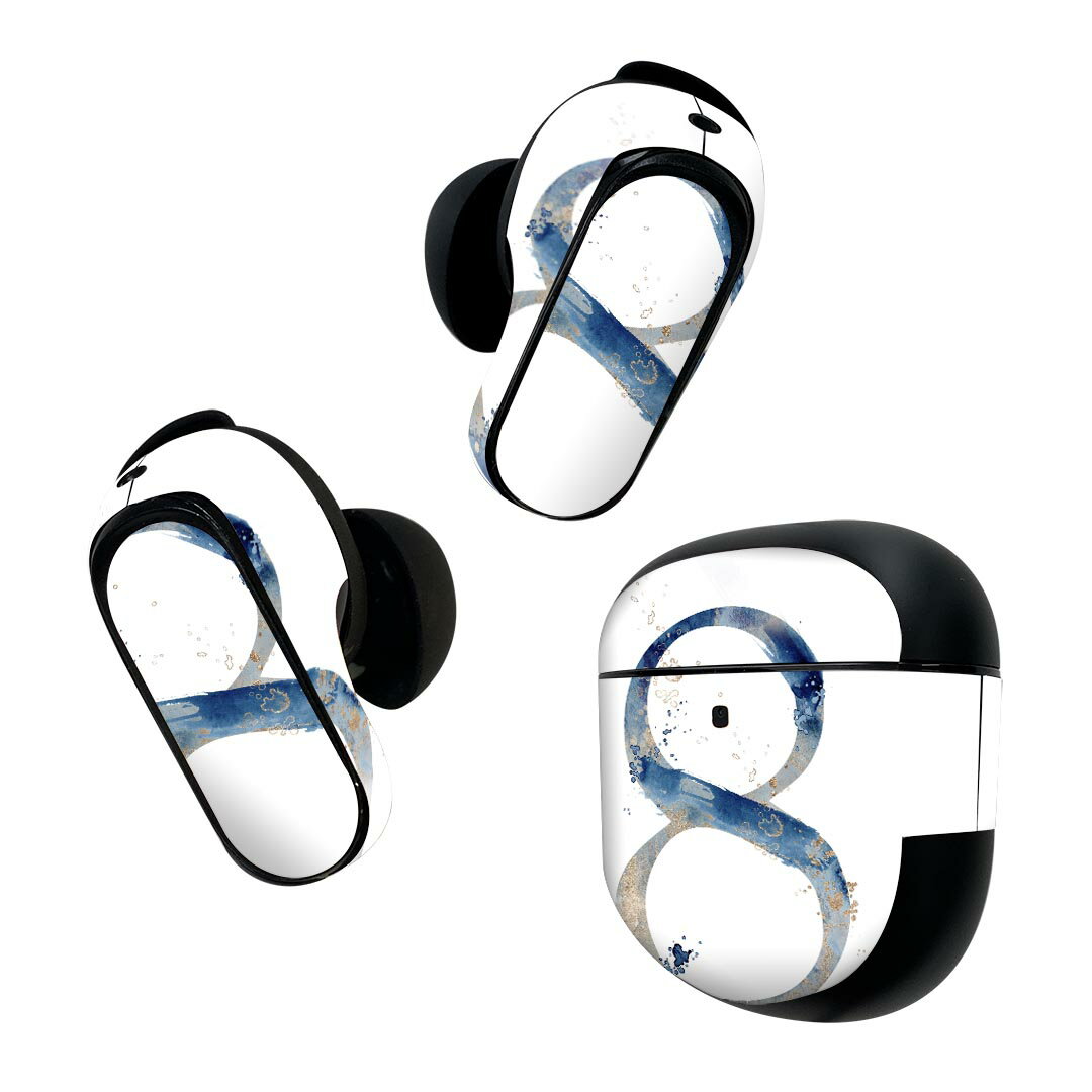 Bose QuietComfort Earbuds II 用 スキンシール ボーズ イヤバッズ2 用 ステッカー 本体3セット ケース1セット 保護 フィルム デコ フォント 文字 8 019614