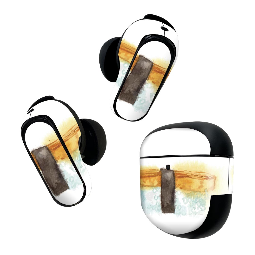 Bose QuietComfort Earbuds II 用 スキンシール ボーズ イヤバッズ2 用 ステッカー 本体3セット ケース1セット 保護 フィルム デコ 寿司 お寿司 Sushi ご飯 019855