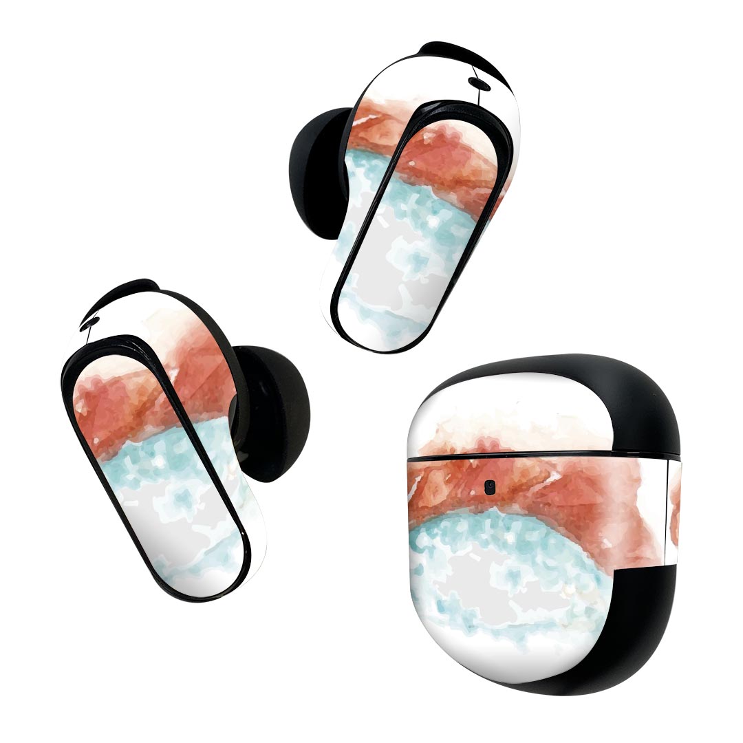 Bose QuietComfort Earbuds II 用 スキンシール ボーズ イヤバッズ2 用　ステッカー　本体3セット ケース1セット 保護 フィルム デコ 寿司 お寿司 Sushi ご飯 019857