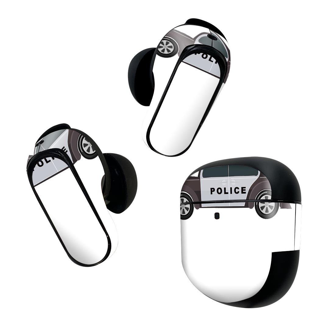 Bose QuietComfort Earbuds II 用 スキンシール ボーズ イヤバッズ2 用　ステッカー　本体3セット ケース1セット 保護 フィルム デコ 乗り物 アメリカ パトカー 019976