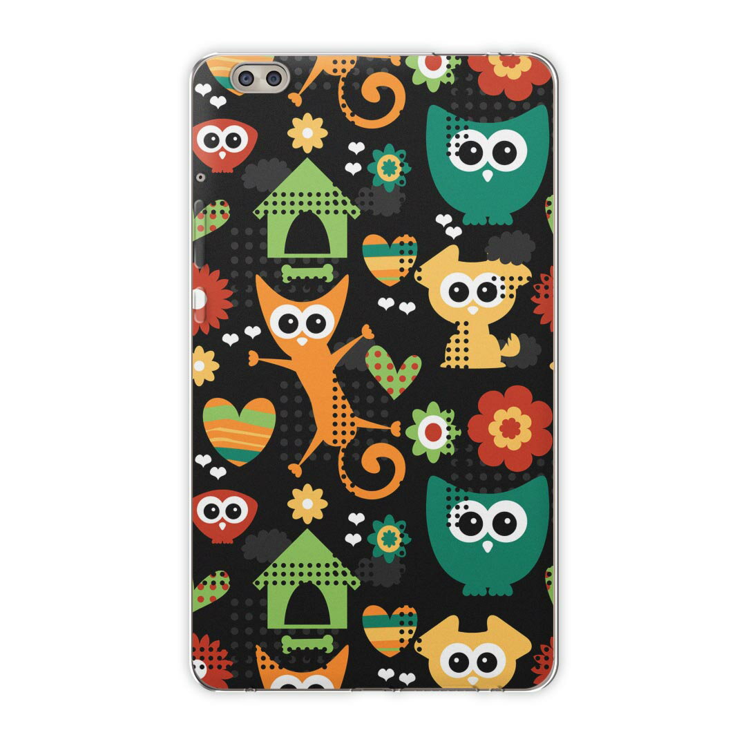 dtab compact d-02k docomo dタブ 用 タブレット ケース タブレット カバー TPU ソフトケース 000070 ユニーク かわいい　柄　ふくろう
