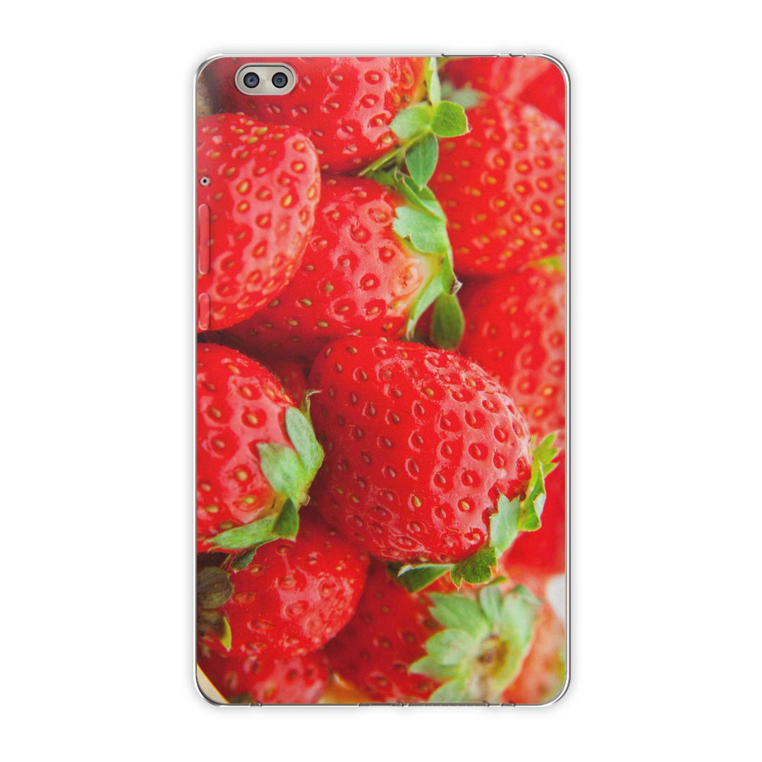 dtab compact d-02k docomo dタブ 用 タブレット ケース タブレット カバー TPU ソフトケース 000149 写真・風景 苺 いちご 赤 果物