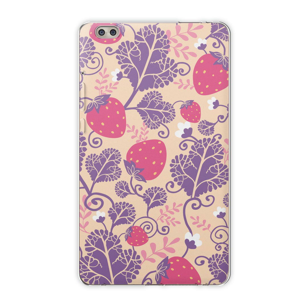 dtab compact d-02k docomo dタブ 用 タブレット ケース タブレット カバー TPU ソフトケース 000243 フラワー 苺 いちご 赤 果物