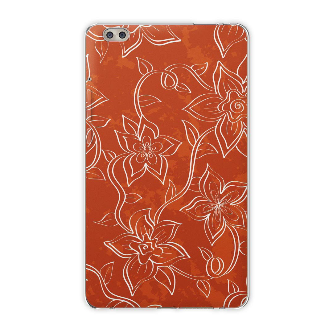 dtab compact d-02k docomo dタブ 用 タブレット ケース タブレット カバー TPU ソフトケース 000709 フラワー 花柄　赤