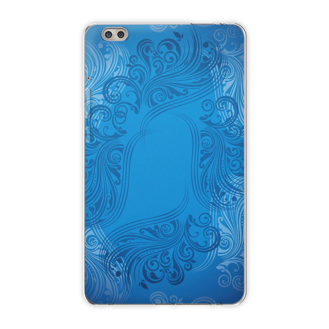 dtab compact d-02k docomo dタブ 用 タブレット ケース タブレット カバー TPU ソフトケース 000795 クール ダマスク　ブルー