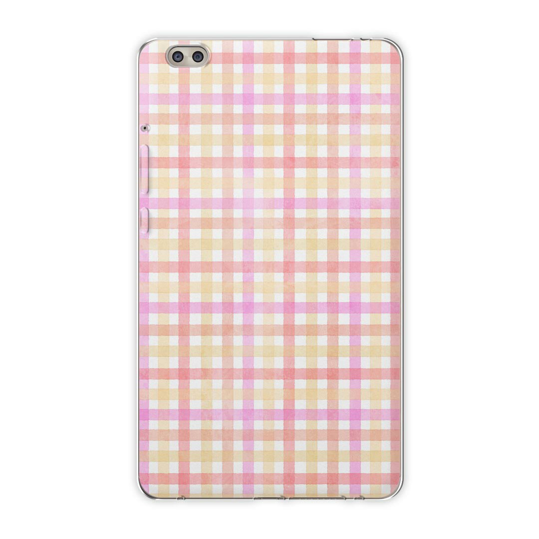 dtab compact d-02k docomo dタブ 用 タブレット ケース タブレット カバー TPU ソフトケース 000929 チェック・ボーダー チェック　ピンク
